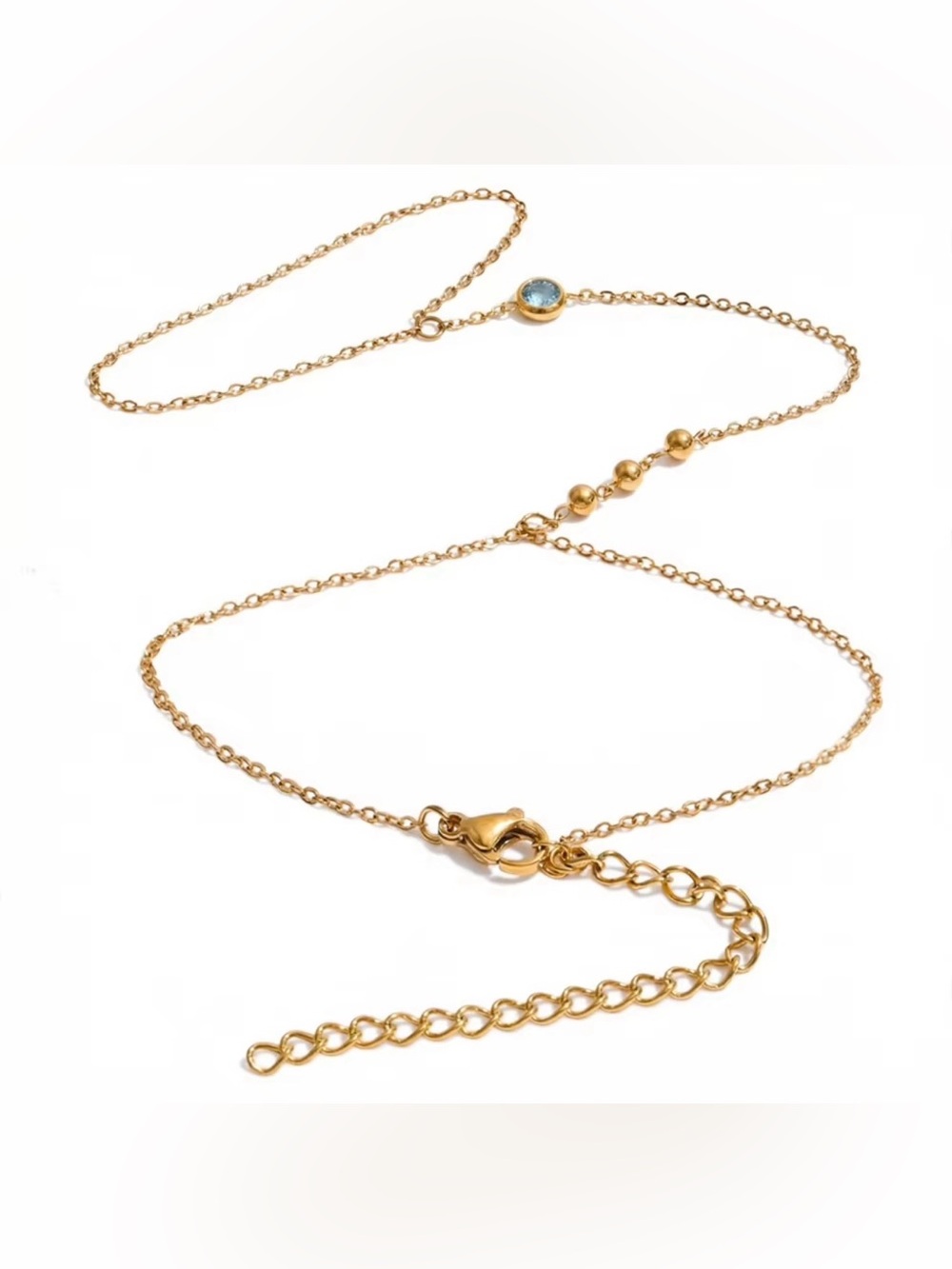 Sara Sotti Turquoise Crystal On Stainless Steel Gold Tone Handchain